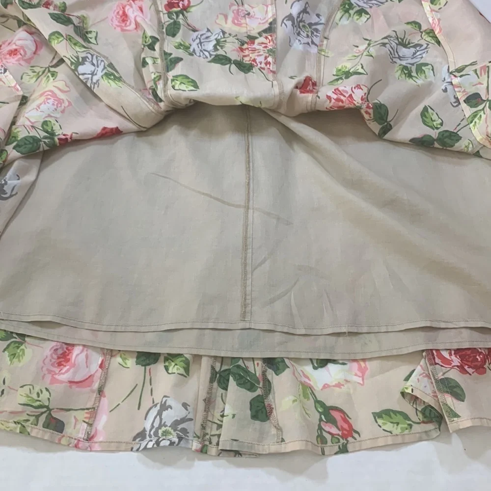 CAbi Beige A-line Floral Print Skirt